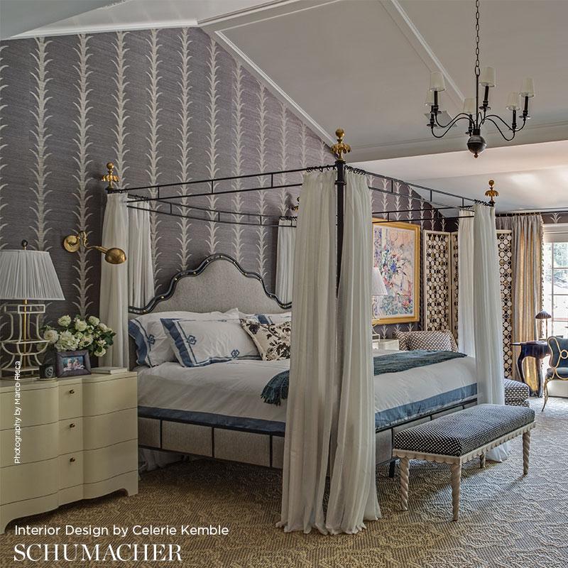 Schumacher 5006050 Acanthus Stripe Sisal Sadow Grey Wallpaper