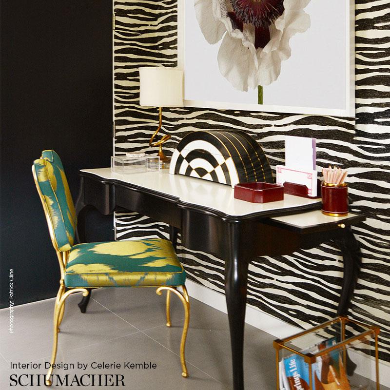 Schumacher 5006132 Ripple Sisal Zebra Black Wallpaper