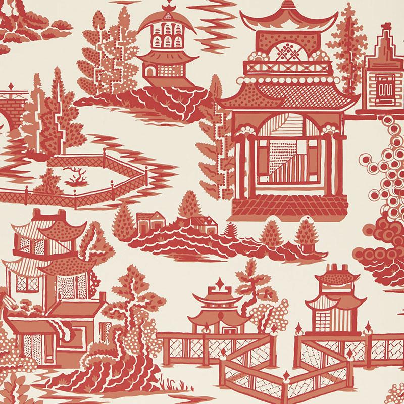 Schumacher 5006910 Nanjing Coral Wallpaper