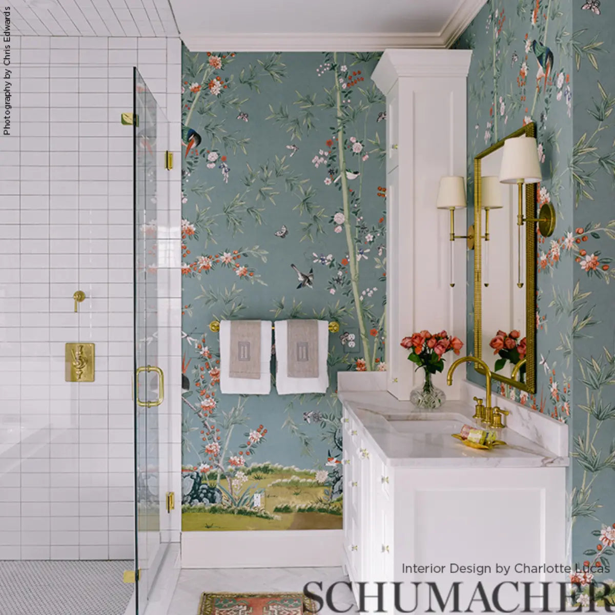 Schumacher 5007740 Brighton Pavilion Panel Blue Wallpaper