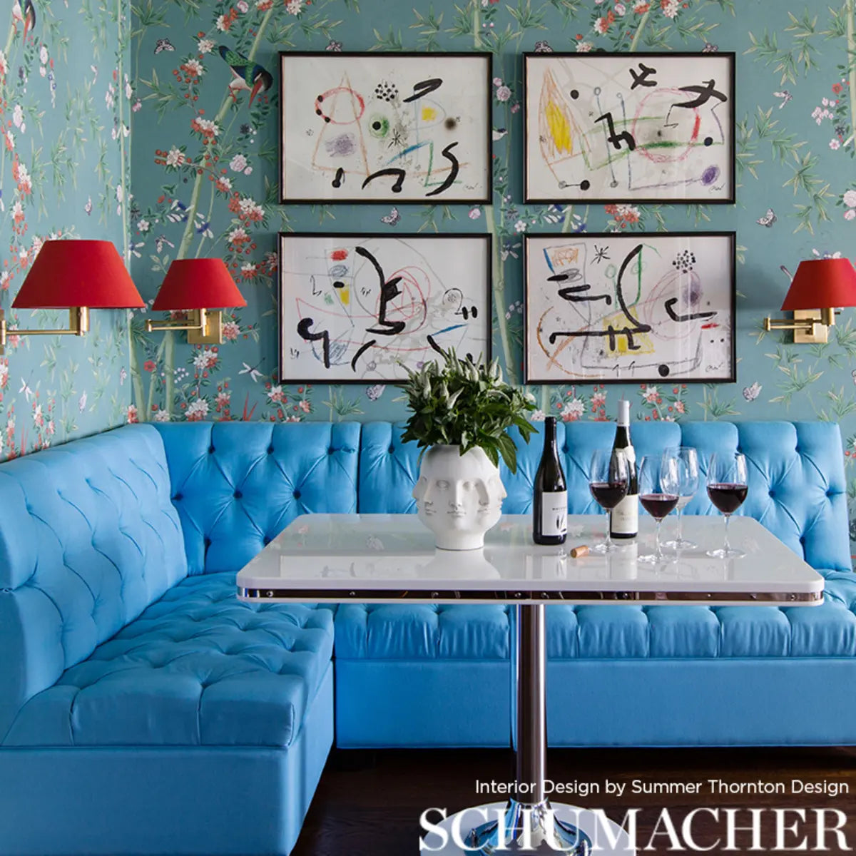 Schumacher 5007740 Brighton Pavilion Panel Blue Wallpaper