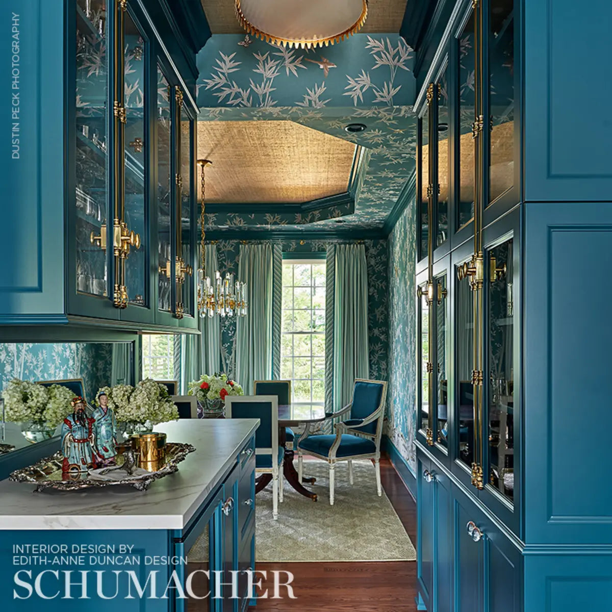 Schumacher 5007741 Brighton Pavilion Panel Blue Wallpaper