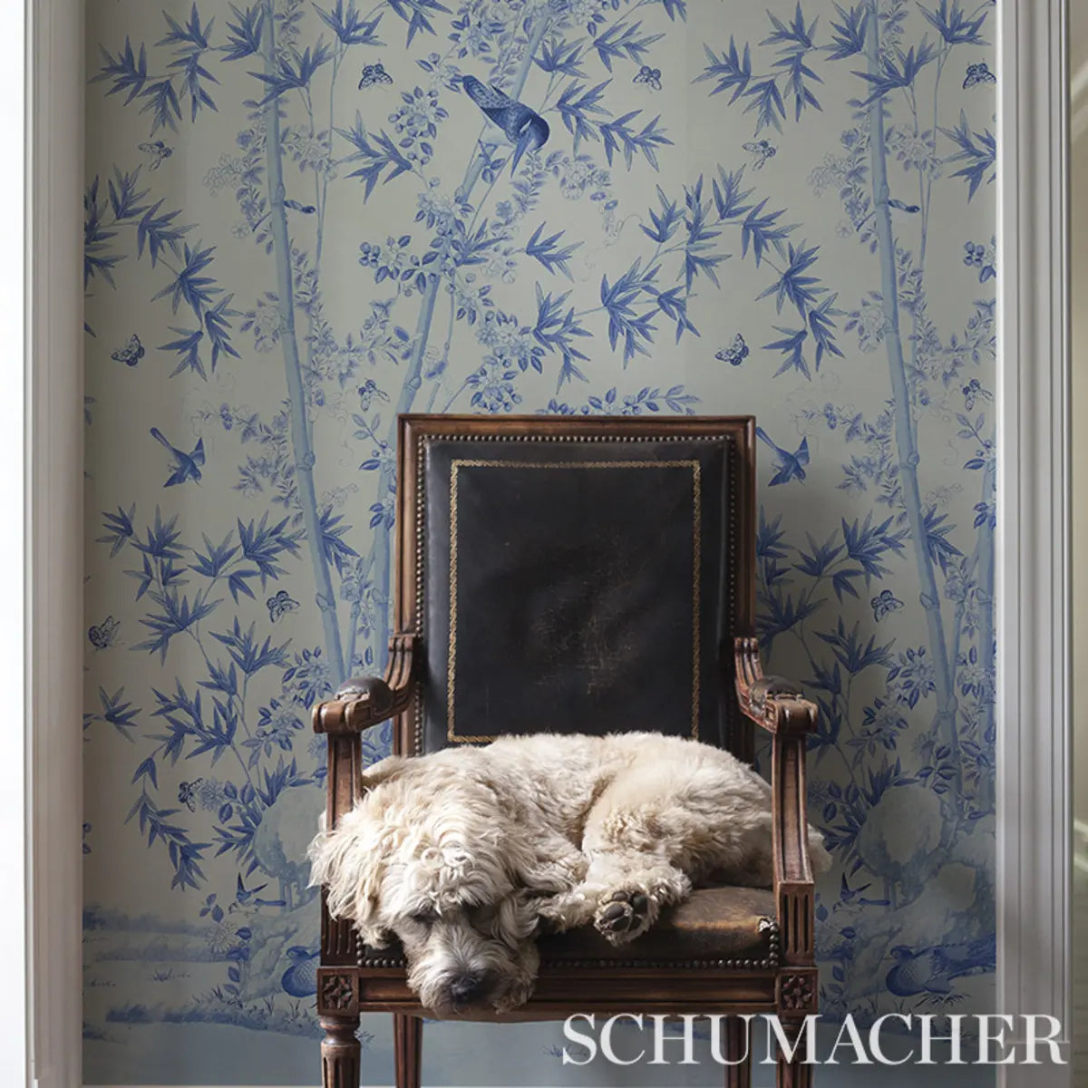 Schumacher 5007744 Brighton Pavilion Panel Blue Wallpaper