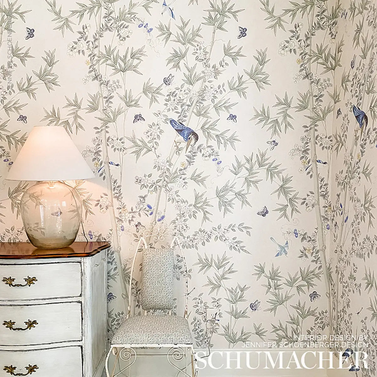 Schumacher 5007745 Brighton Pavilion Panel Green Wallpaper