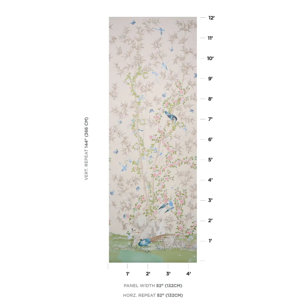 Schumacher 5007746 Brighton Pavilion Panel Blush Wallpaper