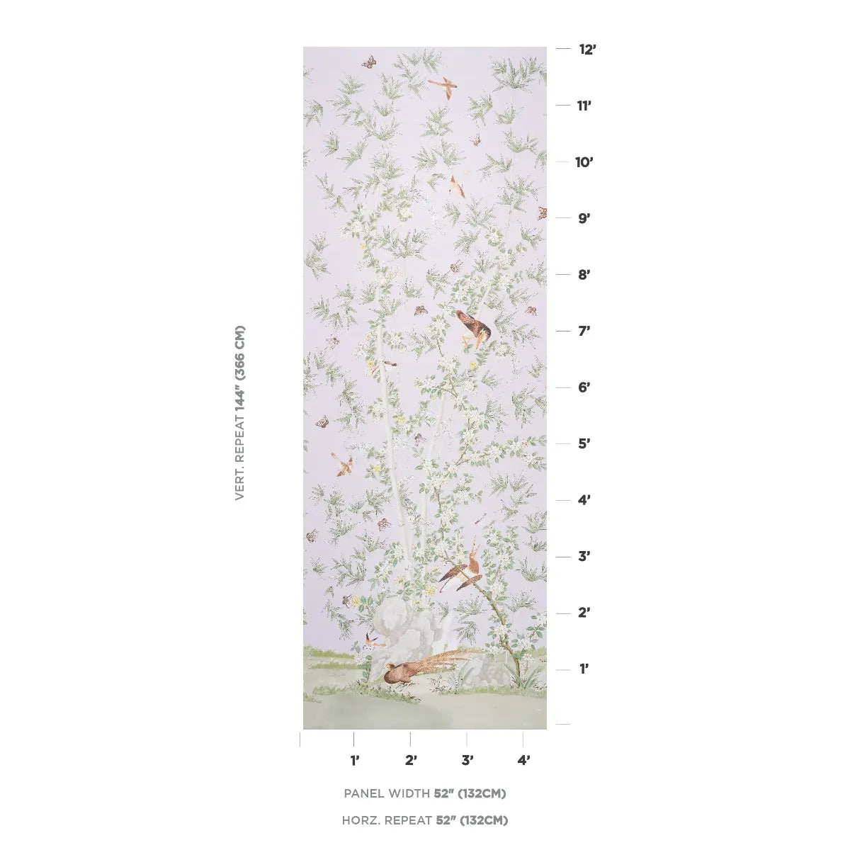 Schumacher 5007748 Brighton Pavilion Panel Lilac Wallpaper