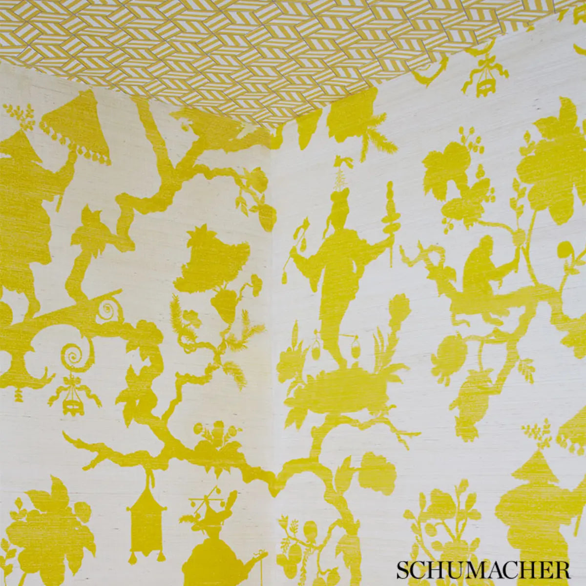 Schumacher 5007961 Tumbling Blocks Yellow Wallpaper