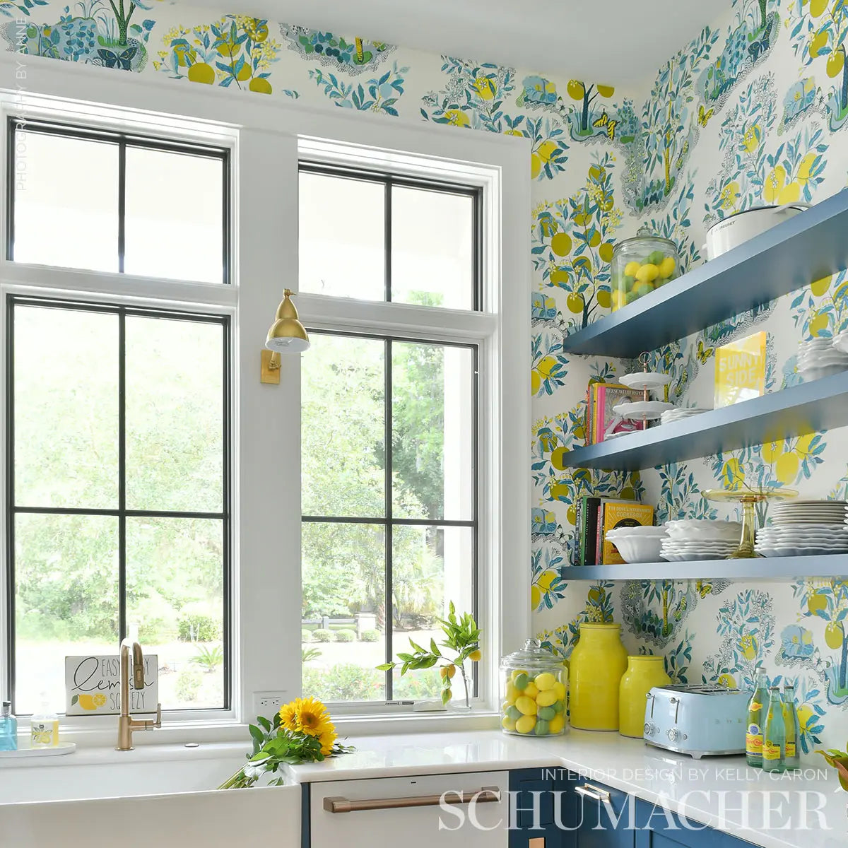 Schumacher 5008411 Citrus Garden Panel Set Yellow Wallpaper