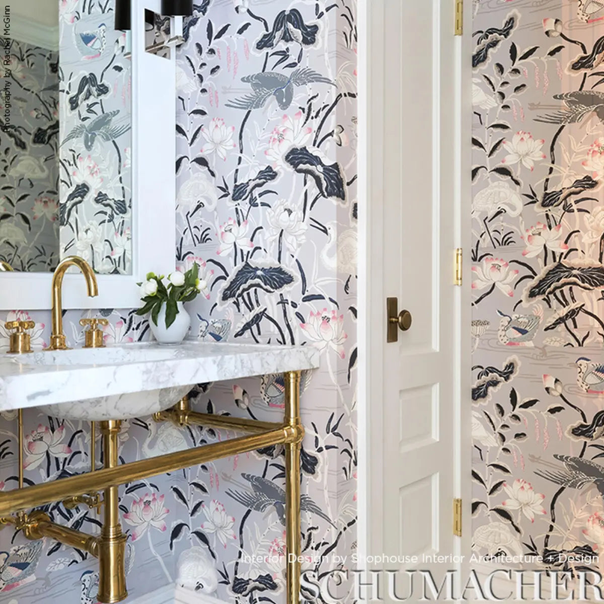 Schumacher 5008432 Lotus Garden Lilac Wallpaper