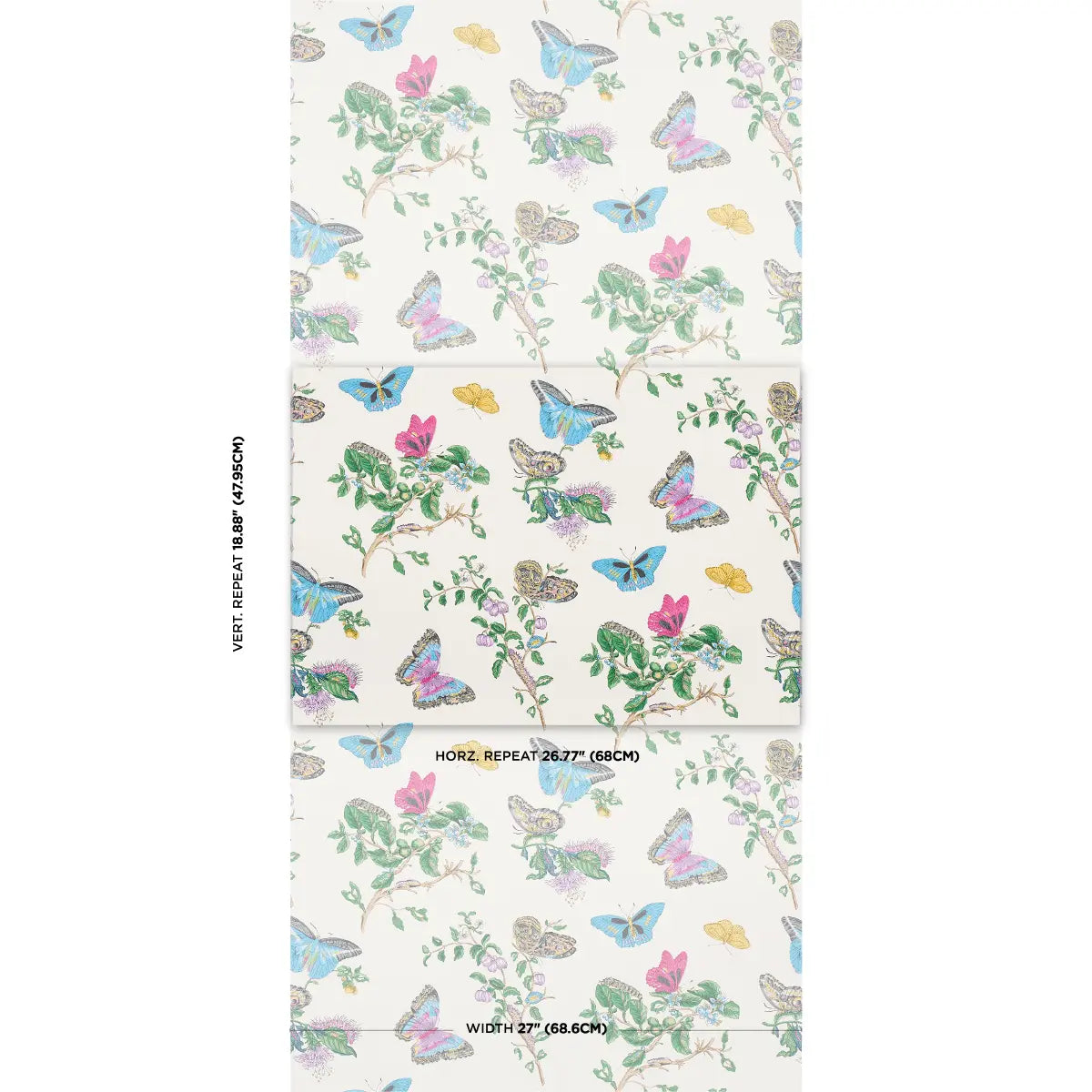 Schumacher 5010691 Baudin Butterfly Turquoise Wallpaper