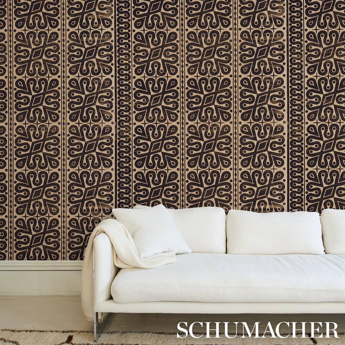 Schumacher 5015412 Borneo Grasscloth Black Wallpaper