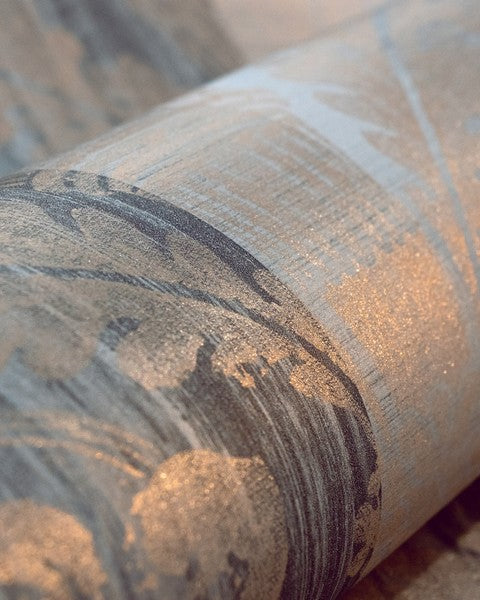 Galerie Wallcoverings 64290 Nerites Grey Copper Wallpaper