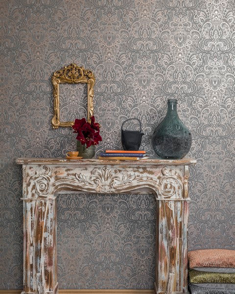Galerie Wallcoverings 64328 Ares Grey Copper Wallpaper