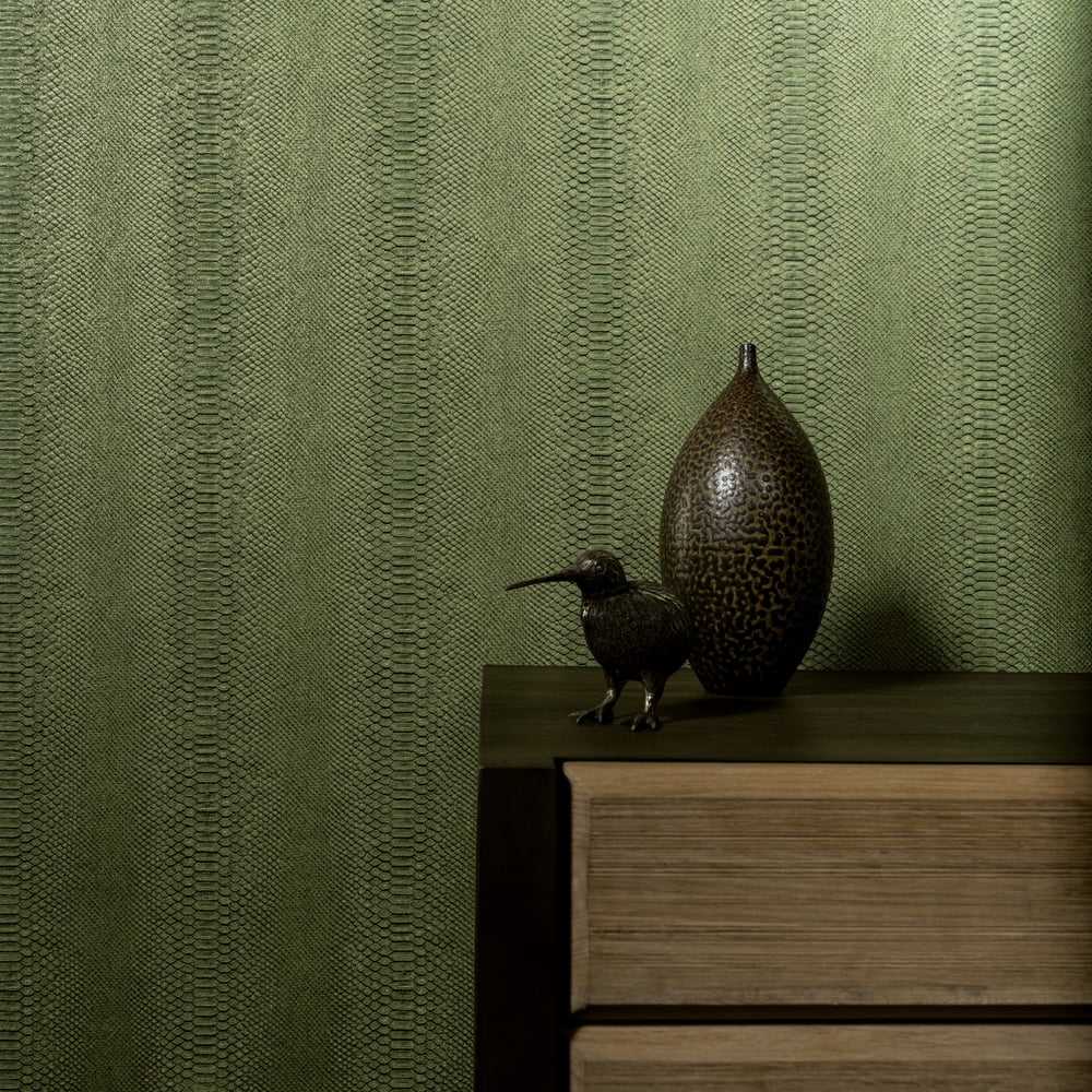 Galerie Wallcoverings 91981 Snake Skin Green Wallpaper