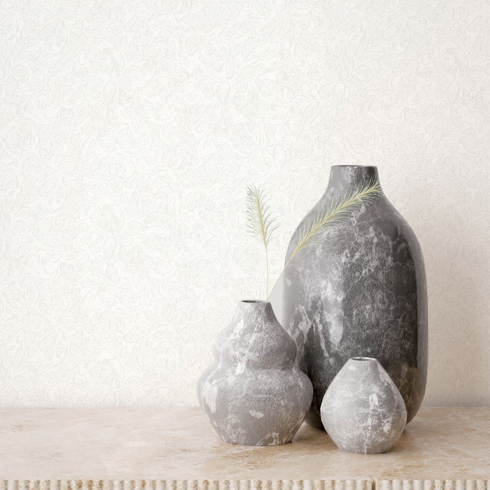 Galerie Wallcoverings 95065 Floral White Wallpaper