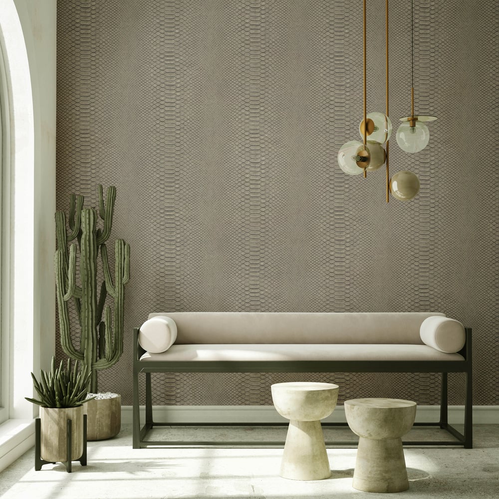 Galerie Wallcoverings 99179 Snake Skin Gray Wallpaper
