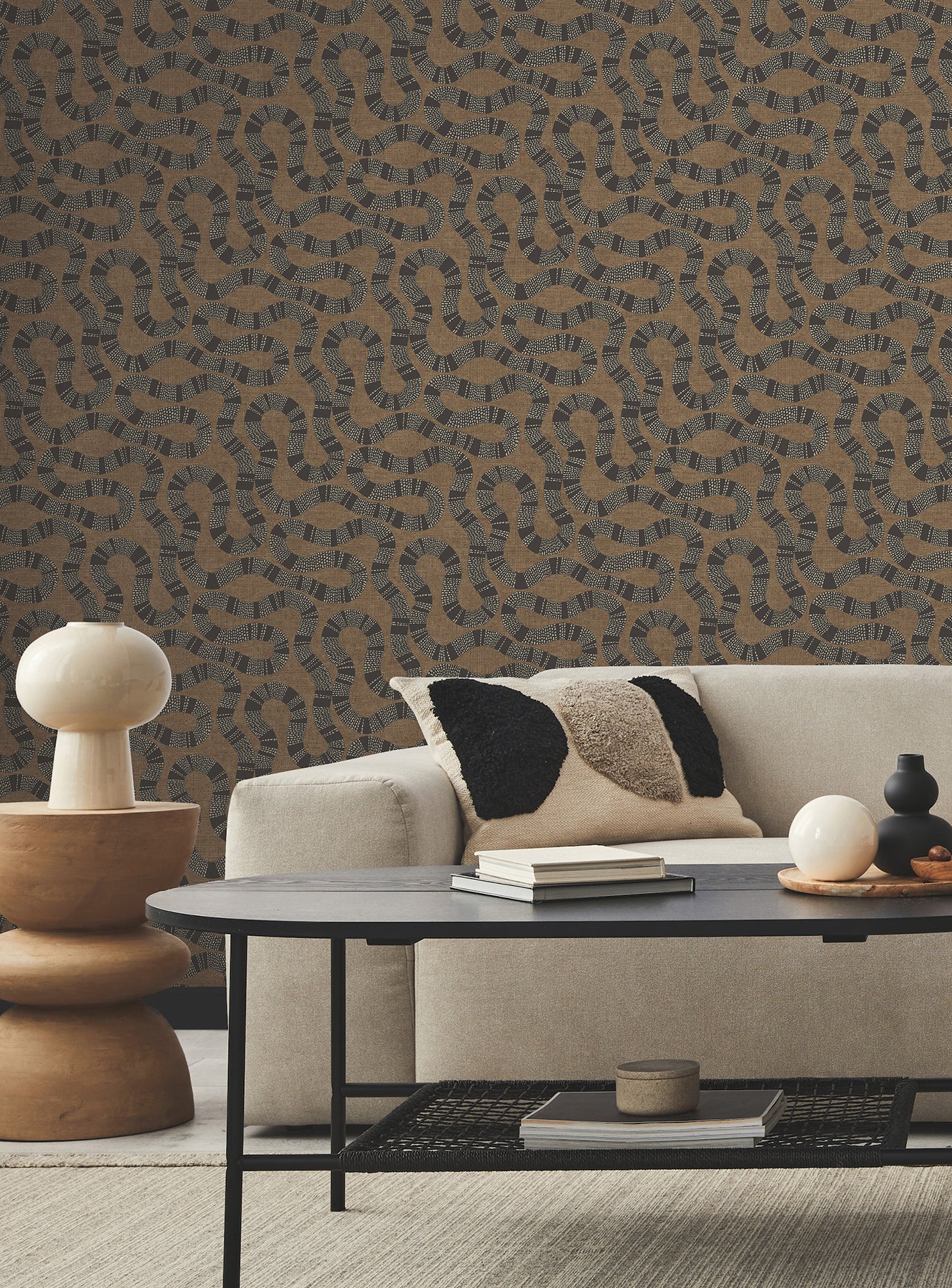 York Wallcoverings AB3001 Ophidia Brown Wallpaper