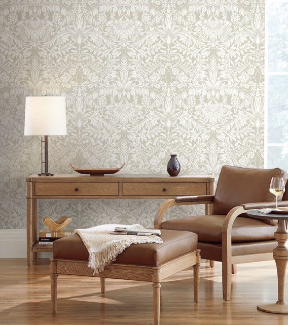 York Wallcoverings AC9194 Lockwood Damask Beige Wallpaper