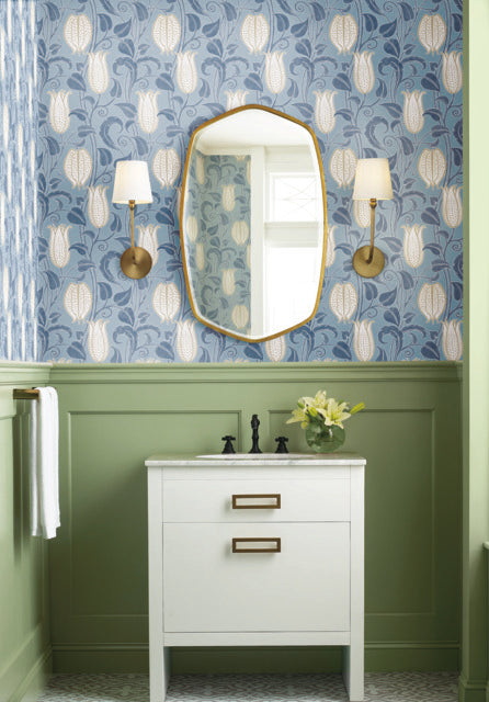 York Wallcoverings AC9205 Canterbury Bells Blue Wallpaper