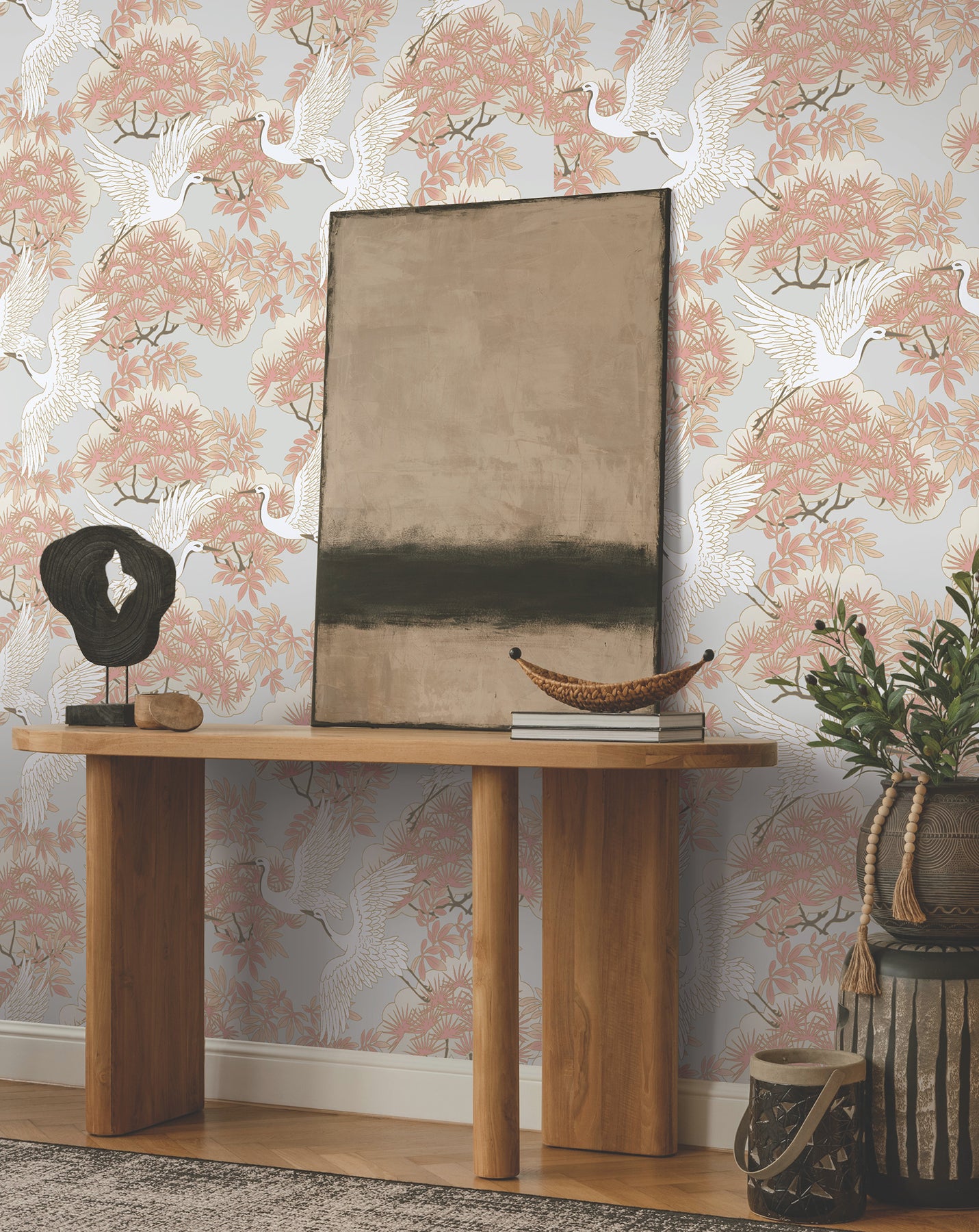 York Wallcoverings AF6590 Sprig & Heron Coral Wallpaper