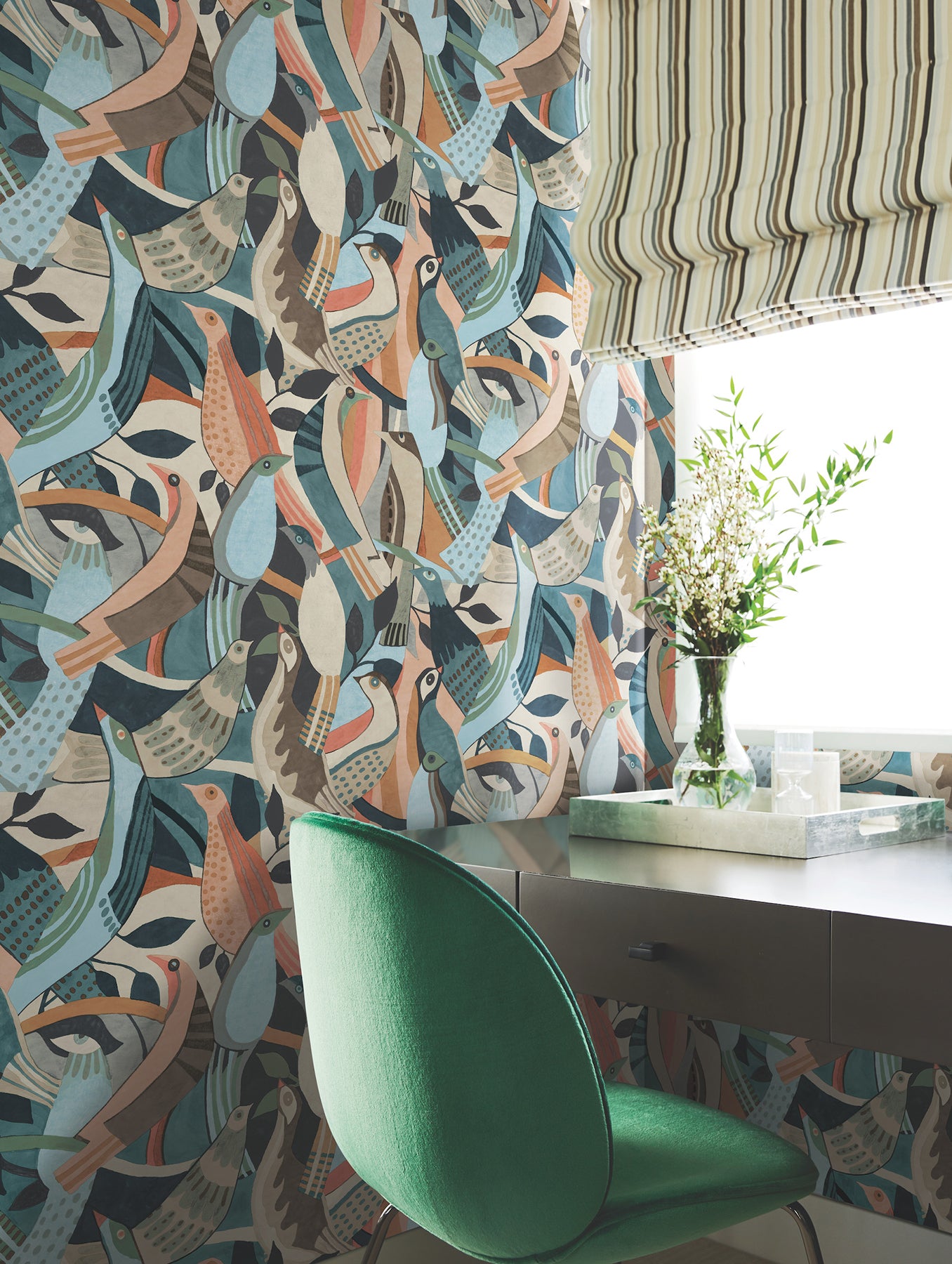 York Wallcoverings AG2016 Fauvist Flock Coral Wallpaper