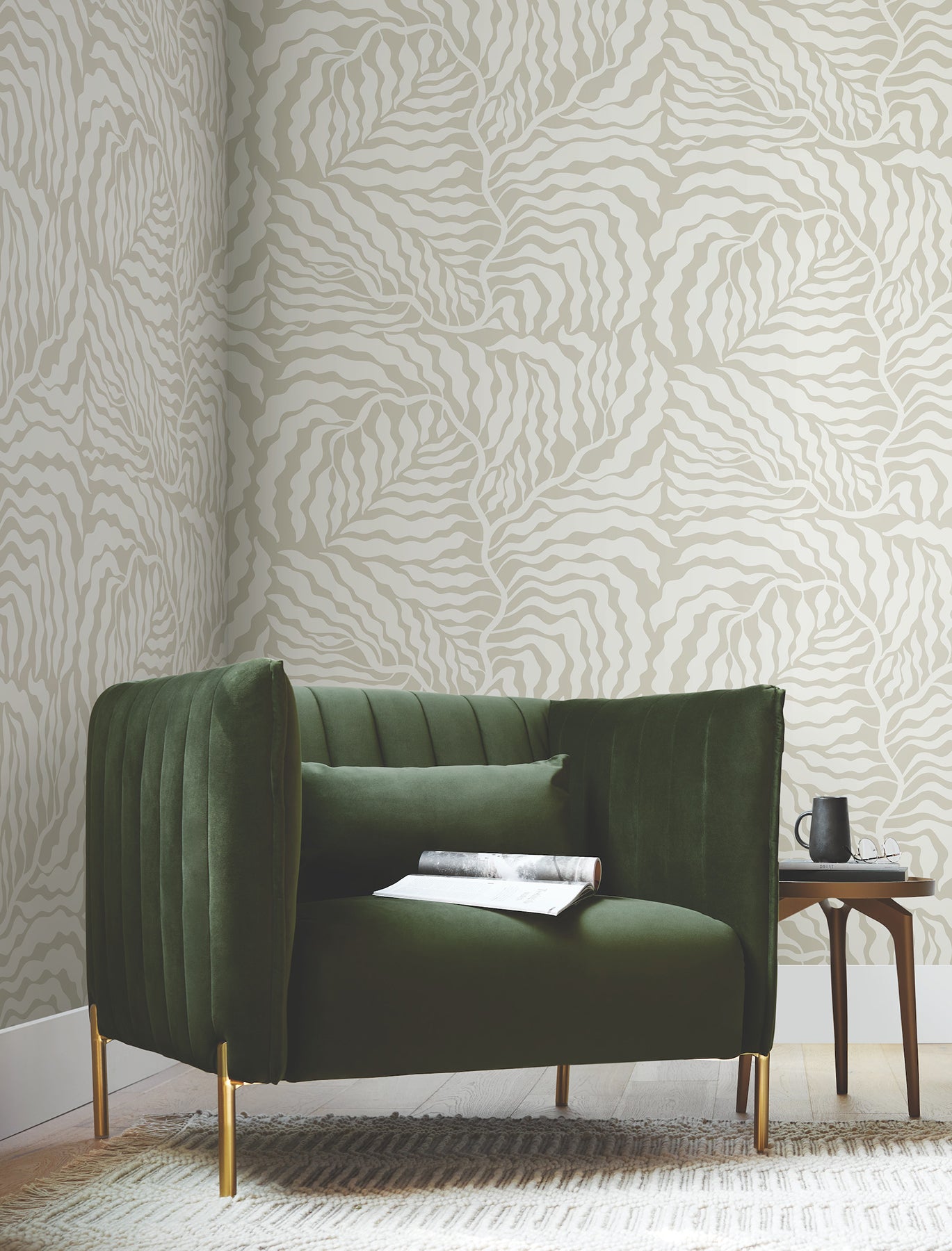 York Wallcoverings AG2063 Fern Fronds Taupe Wallpaper