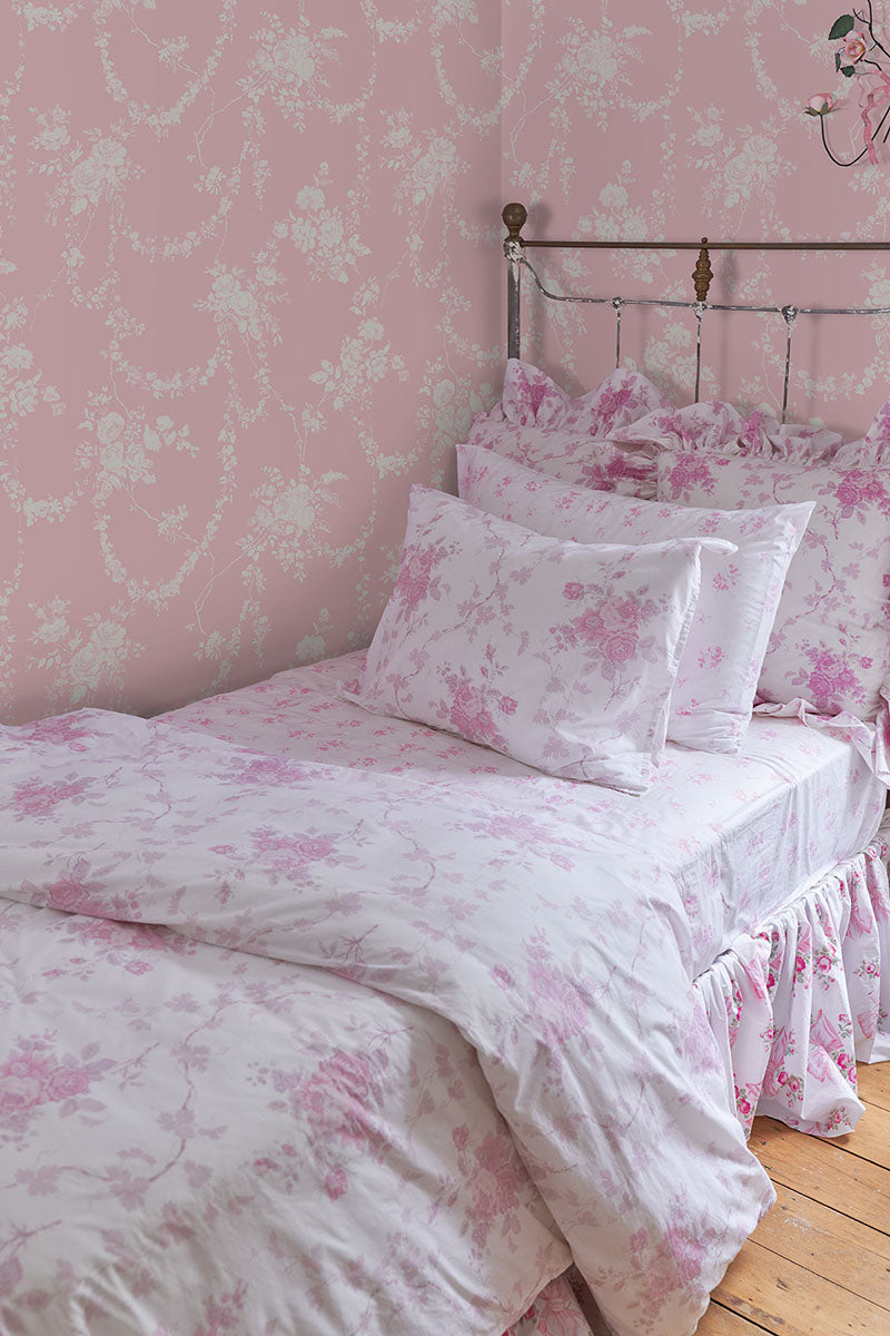 A-Street Prints AST4110 Chandelier Gates Pink Floral Drape Wallpaper