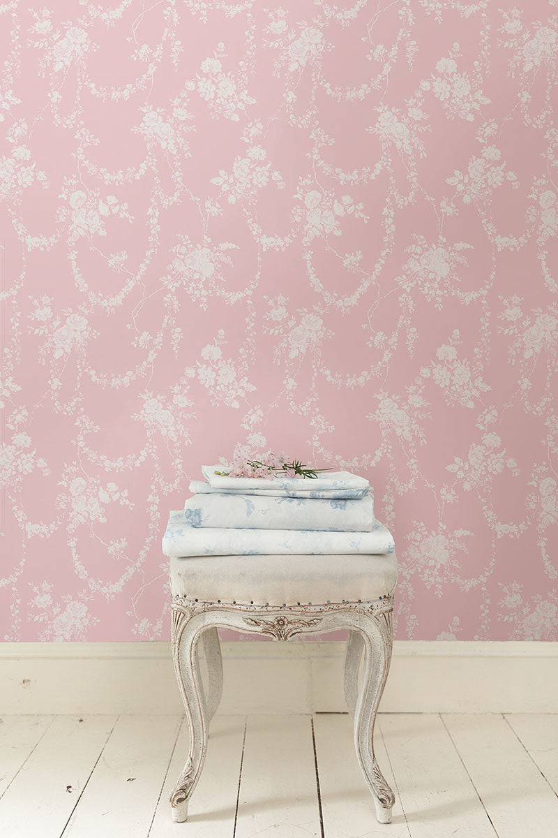 A-Street Prints AST4110 Chandelier Gates Pink Floral Drape Wallpaper