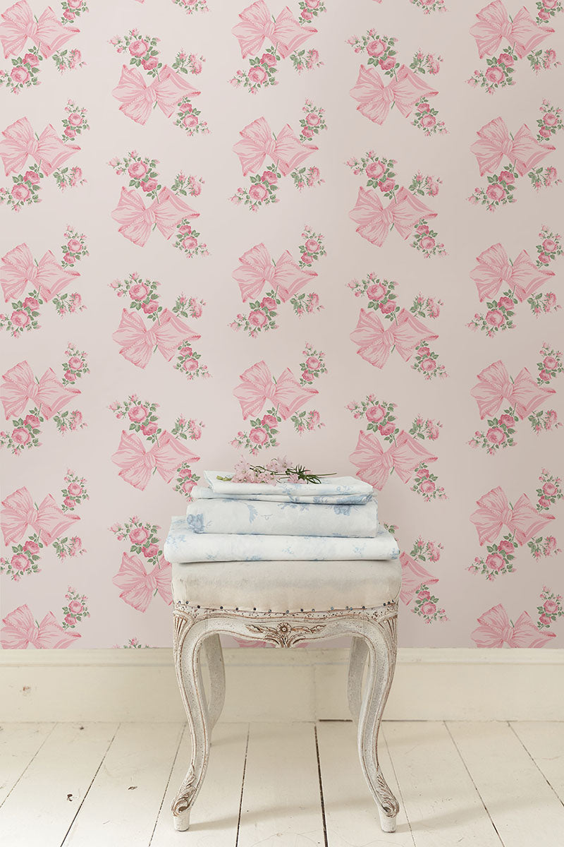 A-Street Prints AST4169 Rosa Beaux Pink Large Bow Spot Wallpaper