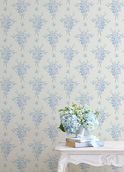 A-Street Prints AST4651 Rosie Arrangements Icey Winters Bouquet Toss Wallpaper