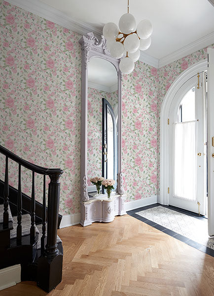 A-Street Prints AST4655 Sunset Harbor Rose Vida Rosa Roses & White Flowers Wallpaper