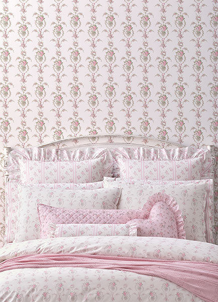 A-Street Prints AST6088 Rose Cheeks Party Pink Floral Cluster Wallpaper