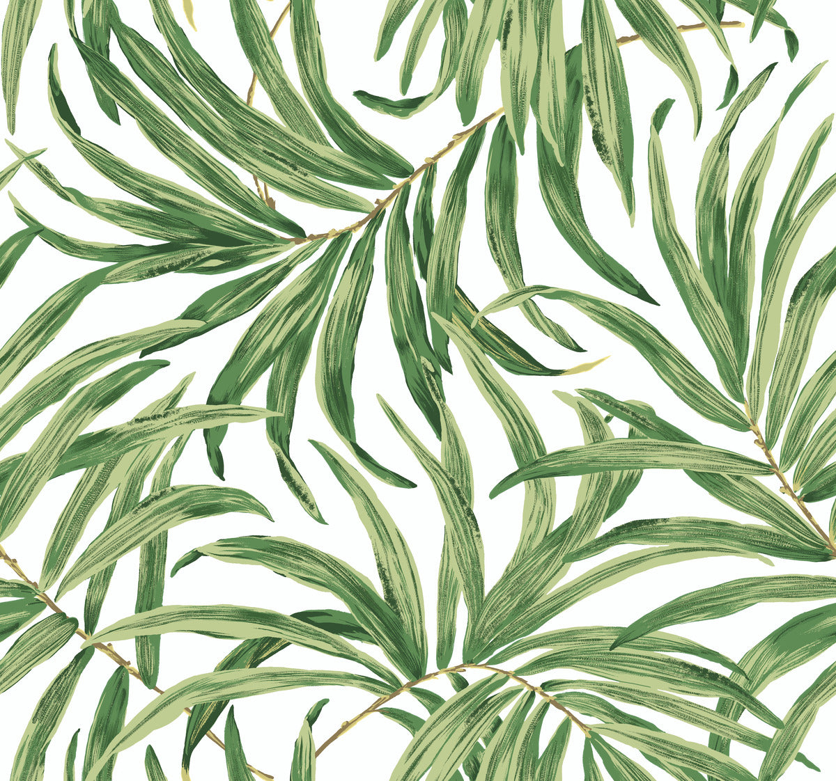 York Wallcoverings AT7050 White/Green Bali Leaves Wallpaper