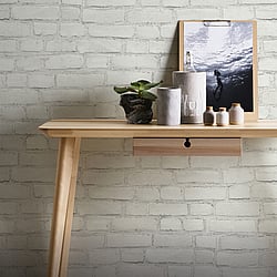 Galerie Wallcoverings BB51101 Coastal Brick Effect Motif White Wallpaper