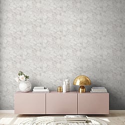 Galerie Wallcoverings BB51139 Petrified Paradise Motif White Wallpaper