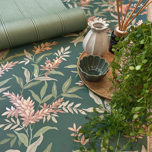 Brewster Home Fashions BG5906 Olivia Dark Green Floral Wallpaper