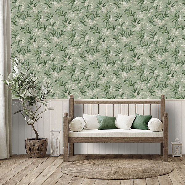 Brewster Home Fashions BG5907 Olivia Sage Floral Wallpaper