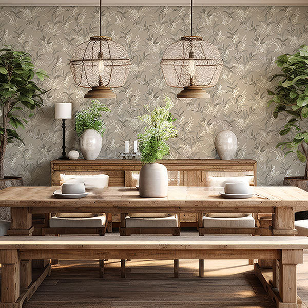 Brewster Home Fashions BG5908 Olivia Beige Floral Wallpaper