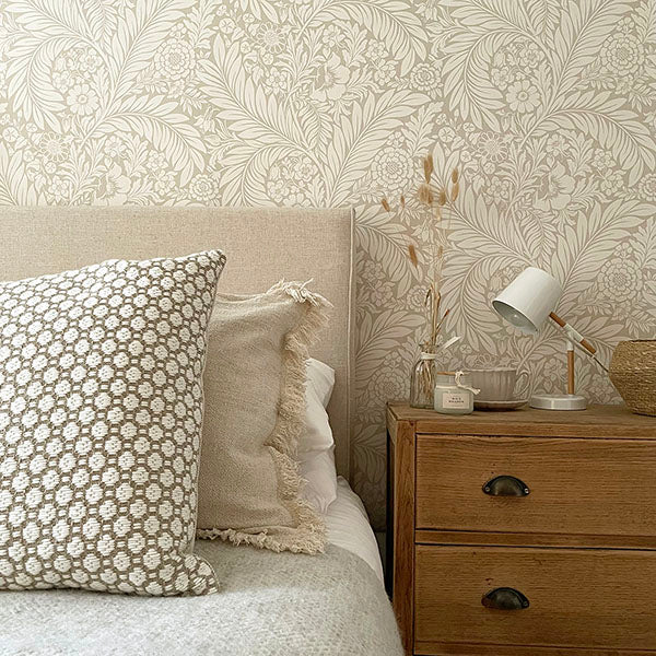Brewster Home Fashions BG722 Florence Neutral Leaf Wallpaper