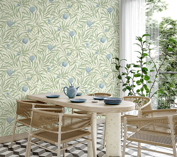 Brewster Home Fashions BG9611 Elena Blue Pomegranate Wallpaper