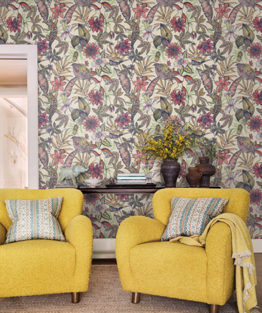 York Wallcoverings BL1704 Cream Rainforest Wallpaper