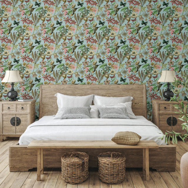 York Wallcoverings BL1725 Sky Blue Butterfly House Wallpaper