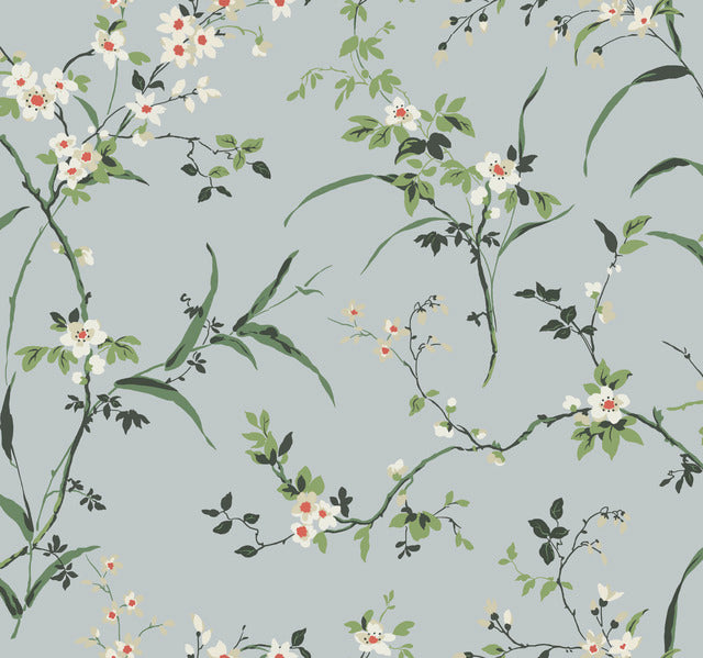 York Wallcoverings BL1743 Light Grey Blossom Branches Wallpaper