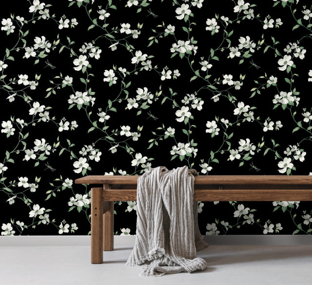York Wallcoverings BL1764 Black Dogwood Wallpaper