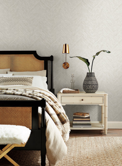 York Wallcoverings BO6601 Metallic Chevron White Wallpaper