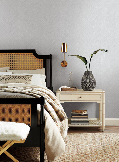 York Wallcoverings BO6603 Metallic Chevron Gray Wallpaper