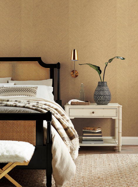 York Wallcoverings BO6606 Metallic Chevron Beige Wallpaper