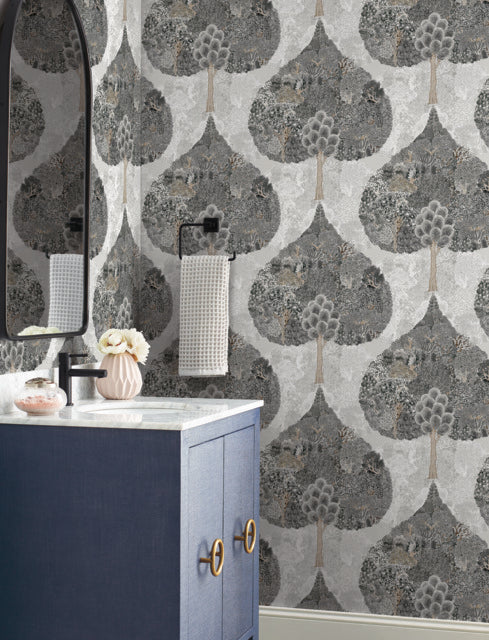York Wallcoverings BO6703 Mystic Forest Black Wallpaper