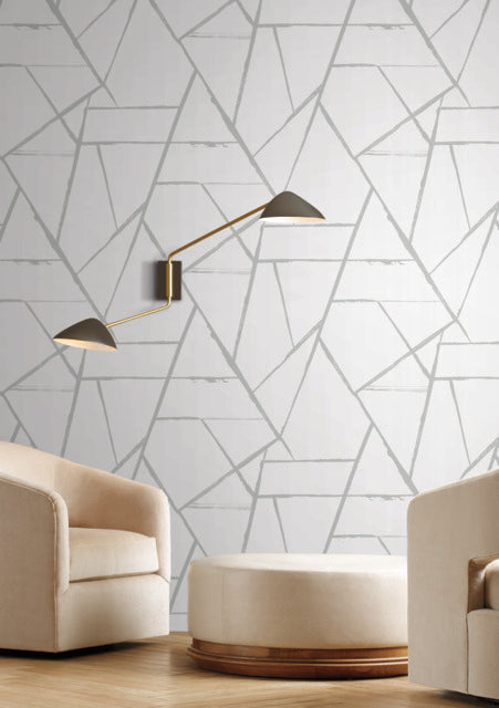 York Wallcoverings CC1296 Silver Metallic Intersect Wallpaper