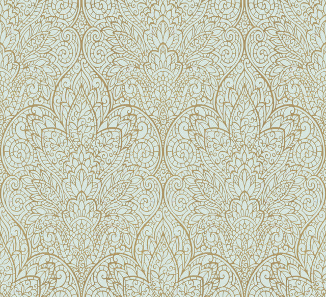 York Wallcoverings CD4008 Blue/Gold Paradise Wallpaper